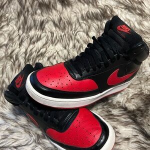 NIKE COURT VISION Men's Dynamic Red and Black High-Top Sneakers Sz 9